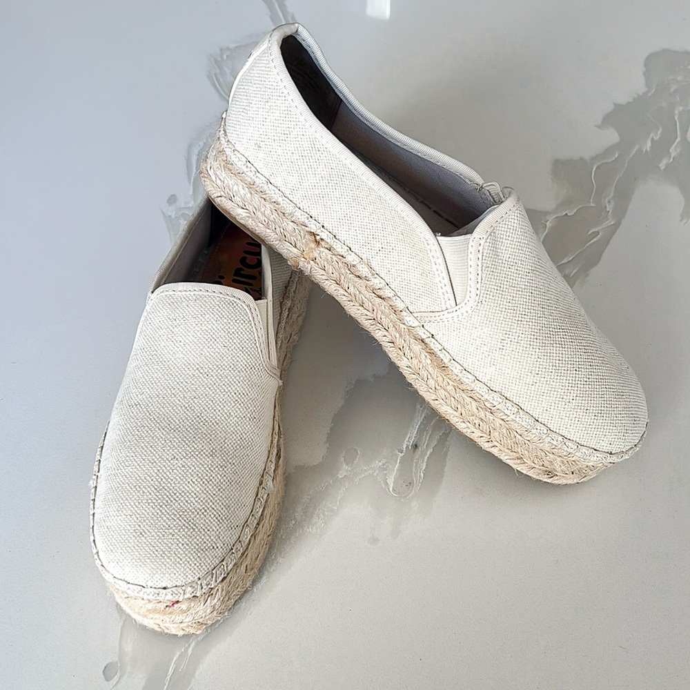 Circus by Sam Edelman Cream Ecru Platform Espadrille Shoes Womens Sz 7.5